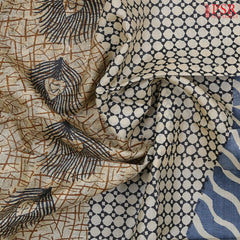 Beige & Grey Blue Tussar Silk Saree