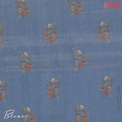 Blue & Grey Semi Dupion Saree