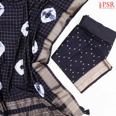 Dark Blue Assam Silk Dress Material