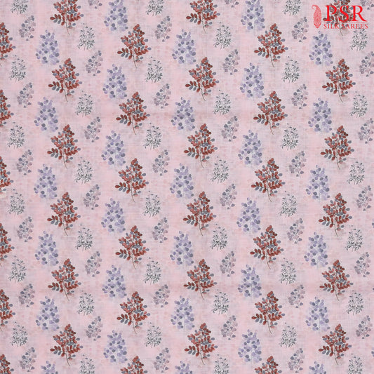 Light Pink Linen Print Running Material