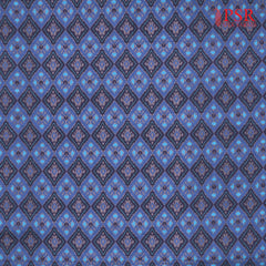 Dark Azure Blue Semi Tassar Ikkat Print Running Material