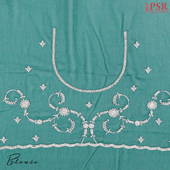 Emerald Green Georgette Laser Embroidery Saree