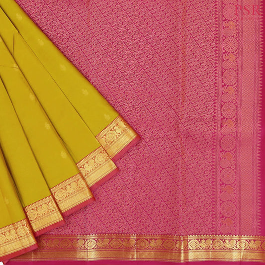 Dark Olive Yellow Fancy Kanchipuram Silk Saree