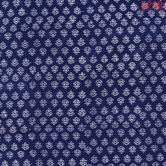 Navy Blue Cotton Print Running Material