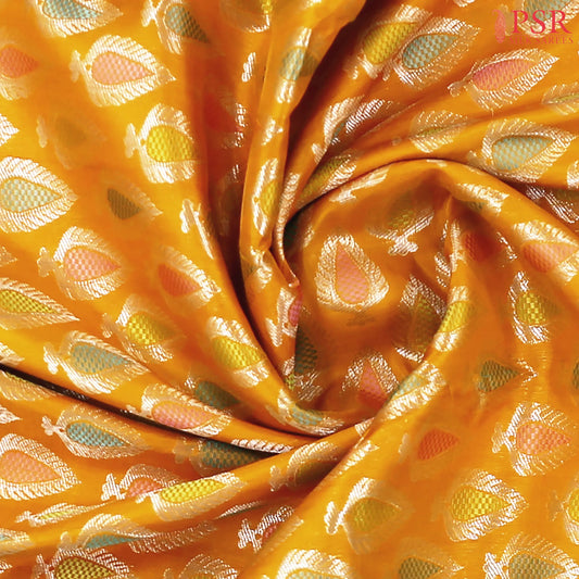 Amber Yellow Bridal Kanchipuram Silk Saree