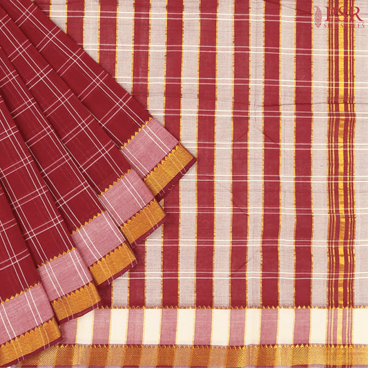 Dark Red Mangalagiri Cotton Saree