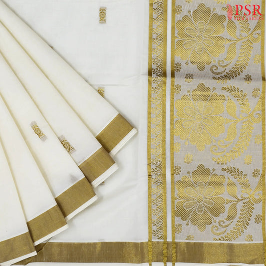 Cream Beige Kerala Cotton Saree