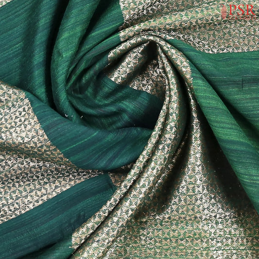 Dark Green Banaras Jute Silk Saree