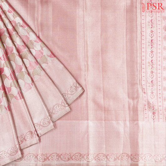 Light Pink Kanchipuram Jacquard Tissue Silk Saree