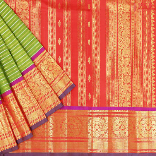 Avocado Green Kanchipuram Silk Saree