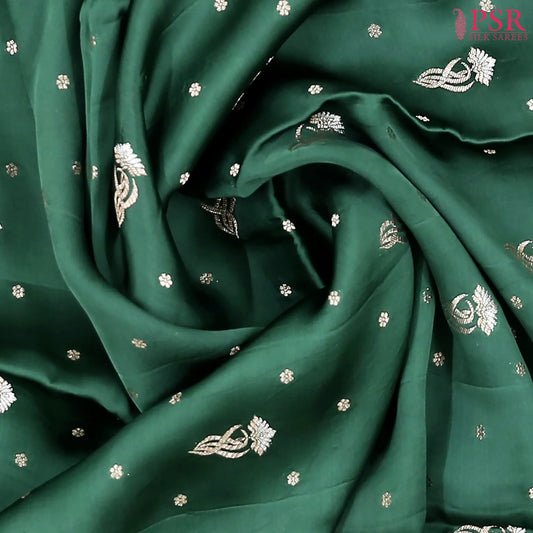 Dark Green Banarasi Habutai Satin Saree