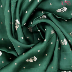 Dark Green Banarasi Habutai Satin Saree