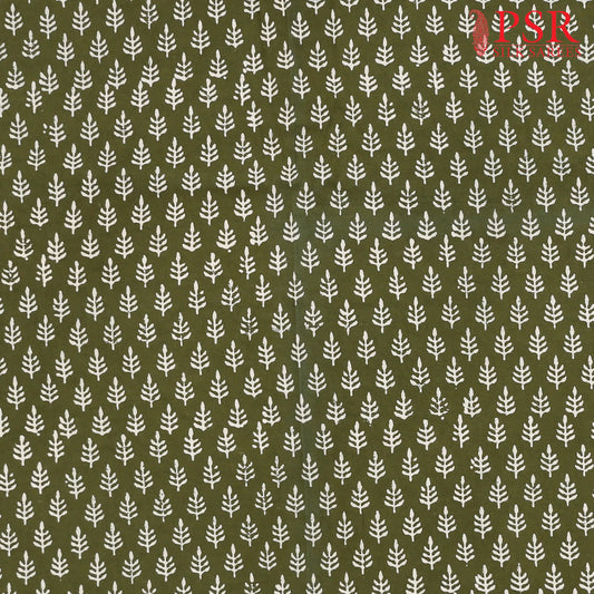 Olive Green Jaipur Cotton Print Running Material