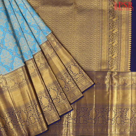Cerulean Blue Kanchipuram Silk Saree