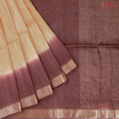 Dark Saffron Semi Tussar Saree