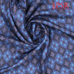 Dark Azure Blue Semi Tassar Ikkat Print Running Material