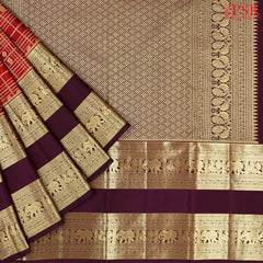 Burnt Red Kanchipuram Silk Saree
