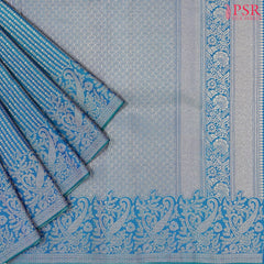 Teal Blue Kanchipuram Jacquard Silk Saree