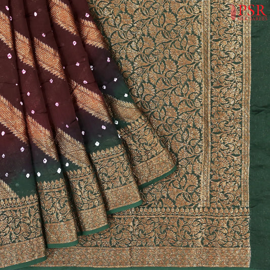 Brown Crushed Bandhini Saree
