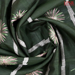 Dark Olive Green Kosa Embroidery Saree