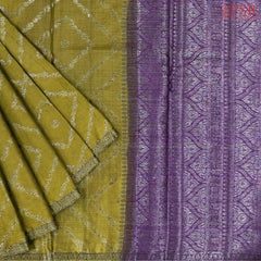 Olive Green Banaras Tussar Silk Saree
