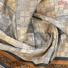 Tan & Grey Silk Cotton Saree