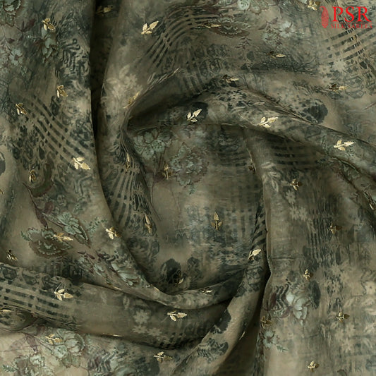 Moss Green Organza Embroidery Saree