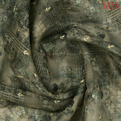 Moss Green Organza Embroidery Saree