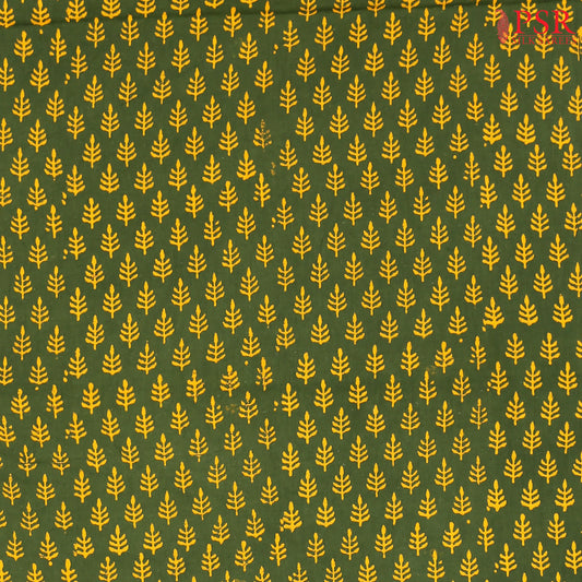 Bottle Green Cotton Print Running Material