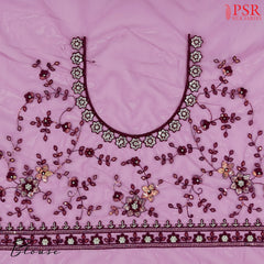 Magenta Purple Organza Laser Embroidery Saree