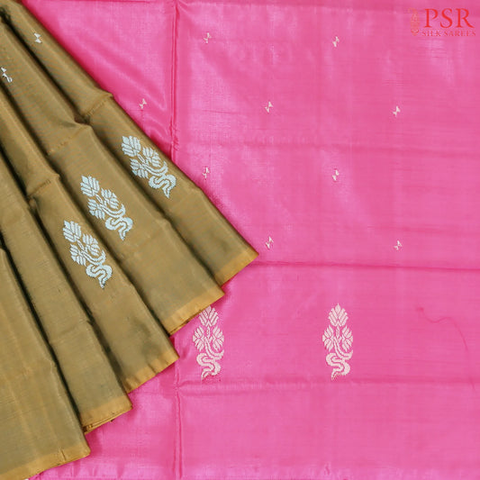 Olive Brown Vazhainaar Silk Saree