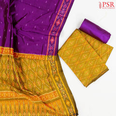 Golden Olive Patola Pochampally Silk Dress Material