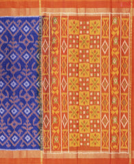 Royal Blue Patola Silk Cotton Saree