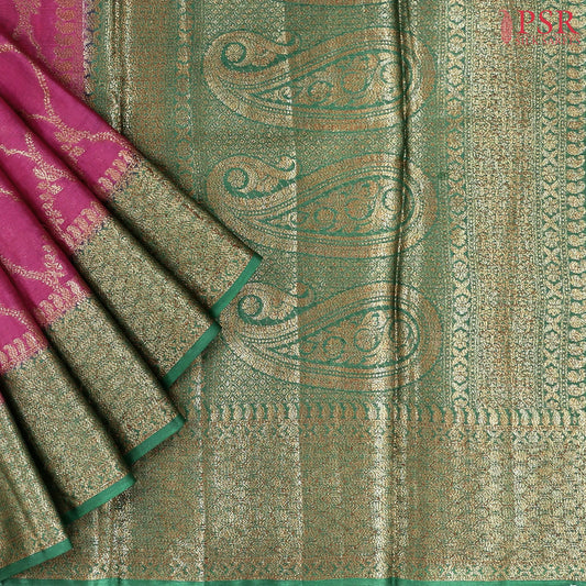 Dark Magenta Banaras Tussar Silk Saree