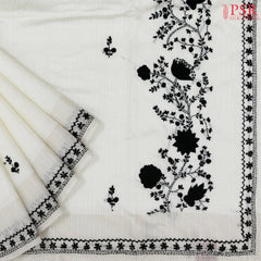 Off White Green Silk Saree