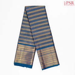 Dark Peacock Blue Kanchipuram Silk Saree