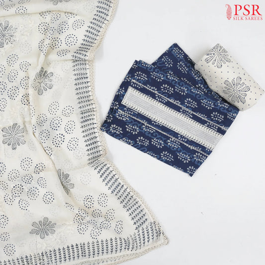 Dark Blue Cotton Dress Material
