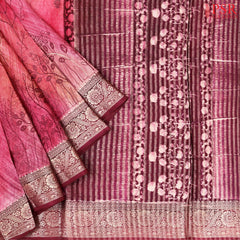 Pink & Burgundy Semi Crape Saree