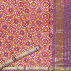 Dark Lavender Soft Patola Silk Cotton Dress Material