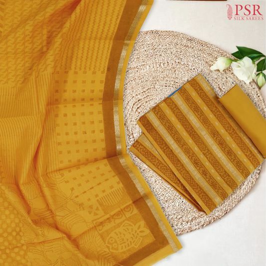 Marigold Yellow Silk Cotton Dress Material