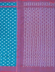 Peacock Teal Ikkat Cotton Saree