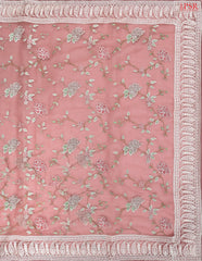 Flamingo Pink Organza Embroidery Saree