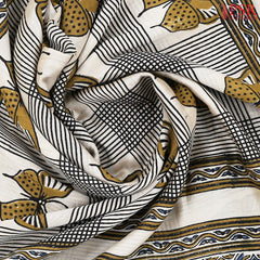 Beige Jaipur Cotton Printed Saree