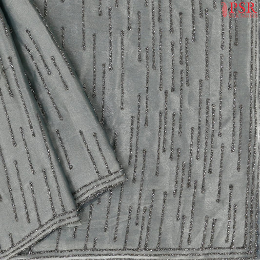 Zinc Grey Organza Laser Embroidery Saree