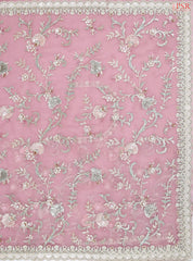 Light Pink Organza Laser Embroidery Saree