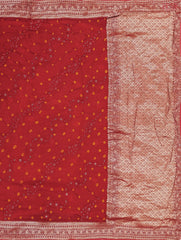 Red Crushed Bandhini Saree
