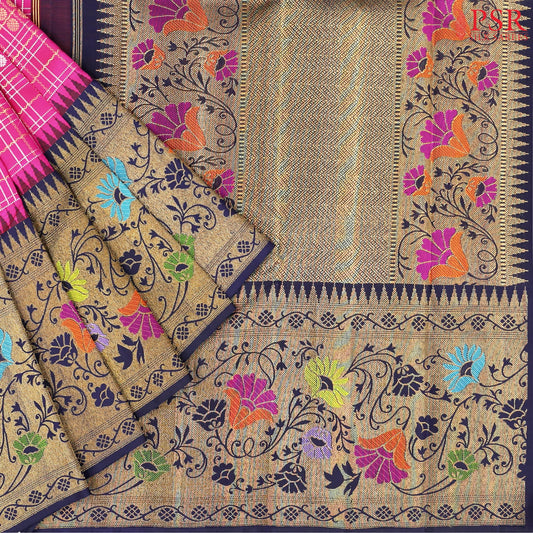 Raspberry Pink Kanchipuram Silk Saree