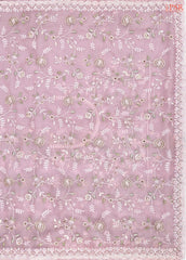 Pastel Pink Organza Laser Embroidery Saree