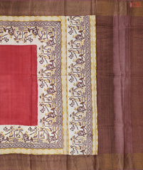 Red Tussar Silk Saree