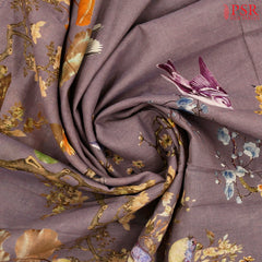 Dark Mauve Printed Cotton Saree